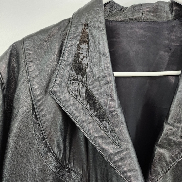 Men's 100% Piel Leather Vintage Button Front Moto Jacket - M - Picture 3 of 9